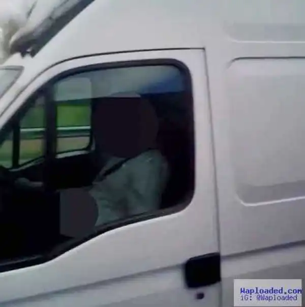 Shocking! Van Driver Caught on Camera Performing Solo S*x While Driving on Busy Street (Photo+Video)